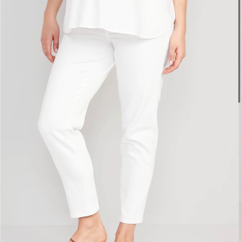 Old Navy Maternity Full Panel OG Straight White Jeans